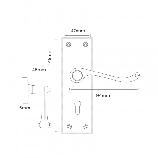 Euro Brass - EB0517 - Georgian lever handle on short plate (key) - Image 2