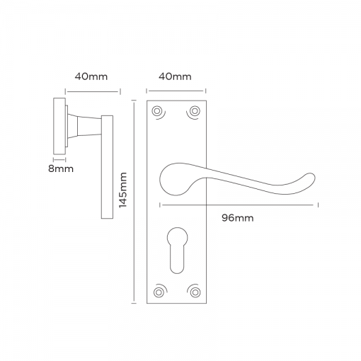 Euro Brass - EB0524 - Victorian lever handle on short plate (cyl) - Image 2