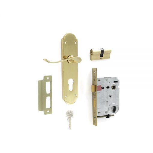 Euro Brass - EB0607 - Victorian handleset with cyl lock Brass