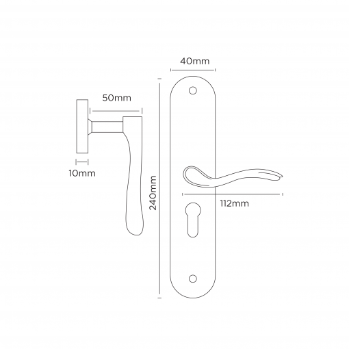 Euro Brass - EB1082 - Apollo lever handle on long plate (Polished Brass) - Image 2