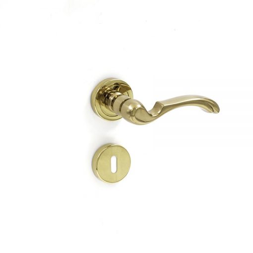 Euro Brass - EB1103 - Iris lever handle on rose (Polished Brass)