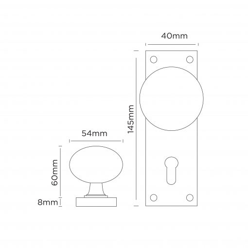 Euro Brass - EB1201 - Victorian knob handle on short plate (key) - Image 2