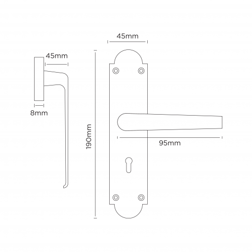Euro Brass - EB1203 - Victorian lever handle long gable plate (key) - Image 2