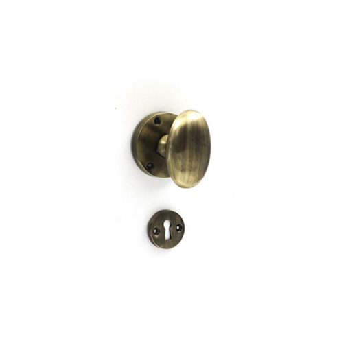 Euro Brass - EB1253 - Oval knob handle on rose (Antique Brass)