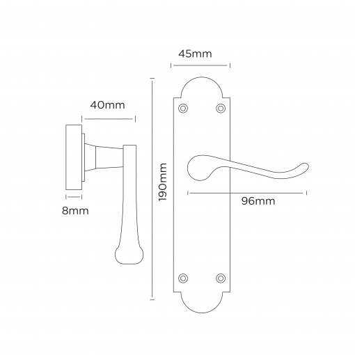 Euro Brass - EB1262 - Victorian lever handle on long plate (blank) - Image 2