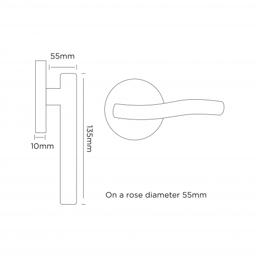 Euro Brass - EB1425 - S Tee lever handle on rose (SS) - Image 2