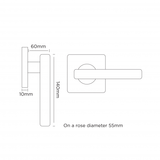 Euro Brass - EB1429 - Straight T lever handle on concealed rose (SS) - Image 2