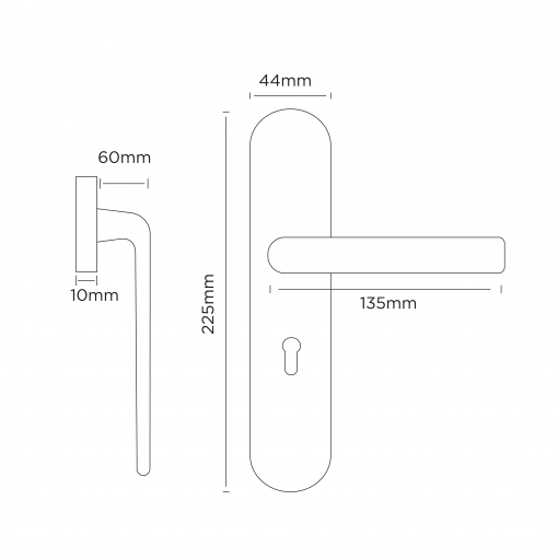 Euro Brass - EB1450 - Straight lever handle on long plate (key) - Image 2