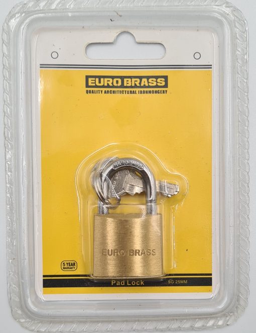 Euro Brass 25mm Brass Padlock