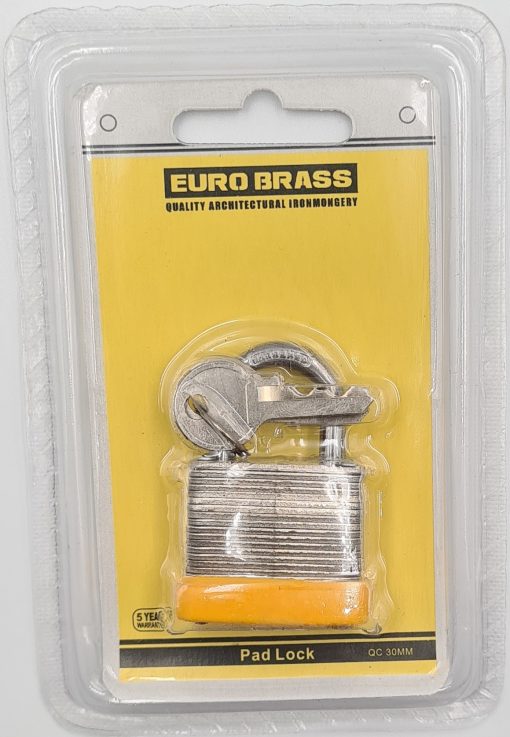Euro Brass 30mm Laminated Padlock