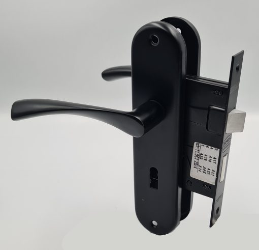 EB1625 - Thor RD02 Lever Handle on Backplate 3 Lever SABS Lockset Matt Black